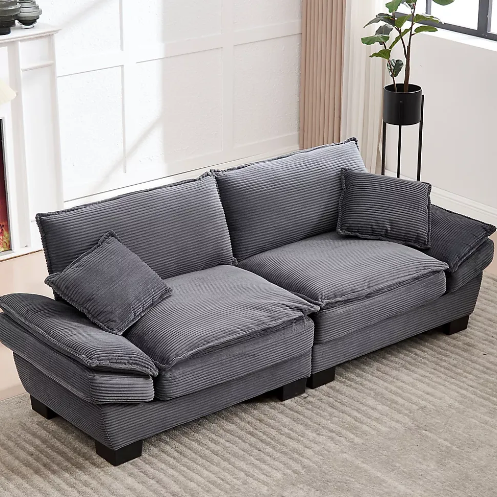 Canapé-lit pliant 2 places Gris foncé, design moderne, matelas intégré, idéal pour salon et bureau