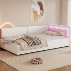 Canapé-lit 140x190 cm convertible en tissu avec coffre de rangement, style contemporain, accoudoirs rembourrés