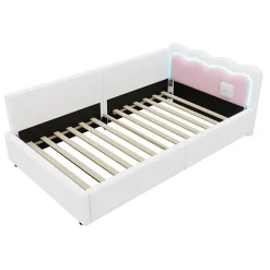 Canapé-lit 140x190 cm convertible en tissu avec coffre de rangement, style contemporain, accoudoirs rembourrés