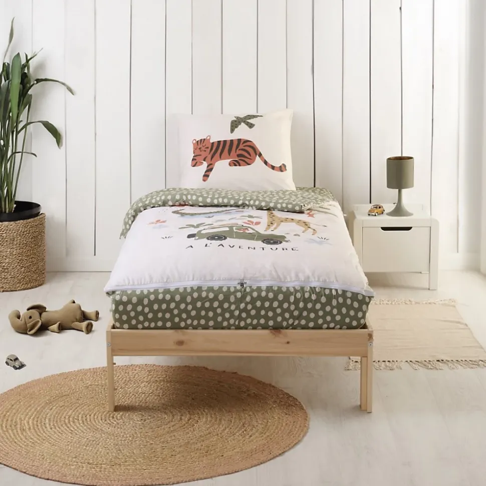 Caradou Parure de lit Enfant 90x190cm Avec Couette Motif Jungle