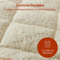 CASABEL Couette Sherpa 220x240 cm 450 gsm Reversible Face Sherpa ou Microfibre Respirante Thermoregulative Lavable