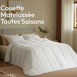 CASABEL Couette 220x240 cm Hiver Légère, 450 GSM Microfibre Douce et Respirante, Thermorégulatrice, Lavable, Pour Lit 2 Personnes