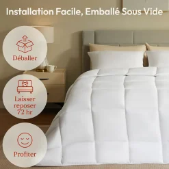 CASABEL Couette 220x240 cm Hiver Légère, 450 GSM Microfibre Douce et Respirante, Thermorégulatrice, Lavable, Pour Lit 2 Personnes