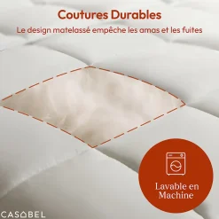 CASABEL Couette 240x260 cm Hiver Légère, 450 GSM Microfibre Douce et Respirante, Thermorégulatrice, Lavable, Pour Lit 2 Personnes
