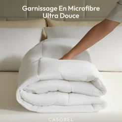 CASABEL Couette 240x260 cm Hiver Légère, 450 GSM Microfibre Douce et Respirante, Thermorégulatrice, Lavable, Pour Lit 2 Personnes