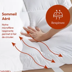 CASABEL Surmatelas Moelleux 140x190 cm Extra Epais Microfibre Respirante Antiderapant 4 Bandes Elastiques Anti Acariens