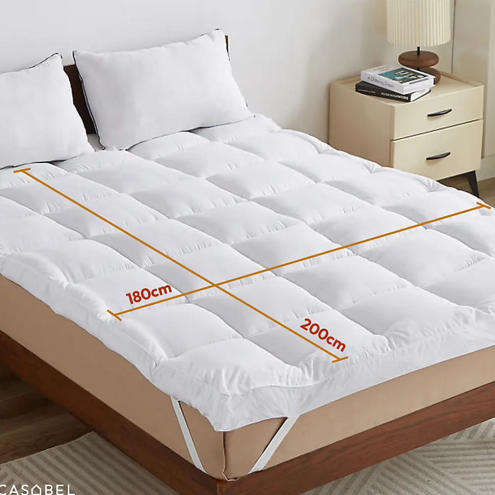 CASABEL Surmatelas Moelleux 180x200 cm Extra Epais Microfibre Respirante Antiderapant 4 Bandes Elastiques Anti Acariens