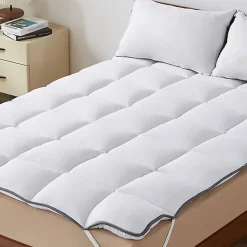 CASABEL Surmatelas 160x190 cm 600gsm Extra Moelleux Microfibre Respirante Matelassage Confort 4 Elastiques d Angle