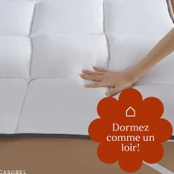 CASABEL Surmatelas 160x190 cm 600gsm Extra Moelleux Microfibre Respirante Matelassage Confort 4 Elastiques d Angle