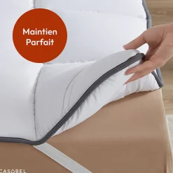 CASABEL Surmatelas 80x200 cm 600gsm Extra Moelleux Microfibre Respirante Matelassage Confort 4 Elastiques d Angle