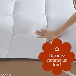 CASABEL Surmatelas 80x200 cm 600gsm Extra Moelleux Microfibre Respirante Matelassage Confort 4 Elastiques d Angle