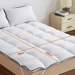 CASABEL Surmatelas 80x200 cm 600gsm Extra Moelleux Microfibre Respirante Matelassage Confort 4 Elastiques d Angle