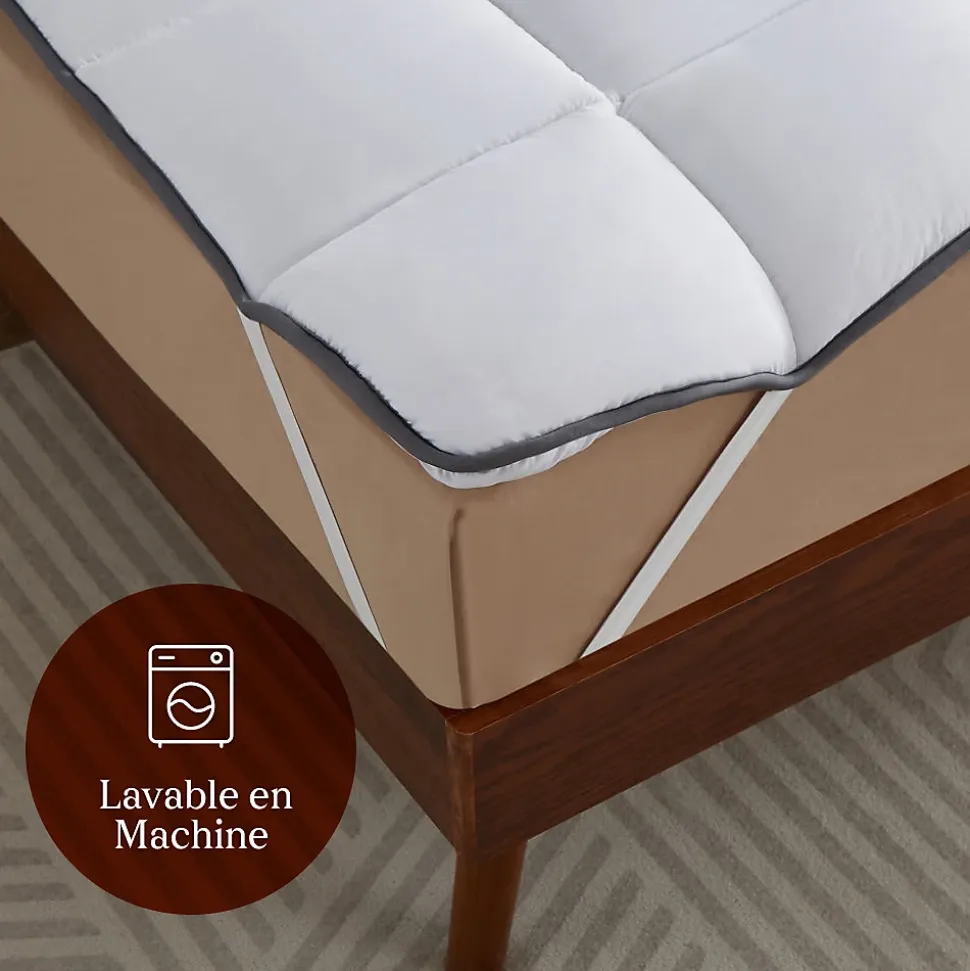 CASABEL Surmatelas 120x195 cm 600gsm Extra Moelleux Microfibre Respirante Matelassage Confort 4 Elastiques d Angle