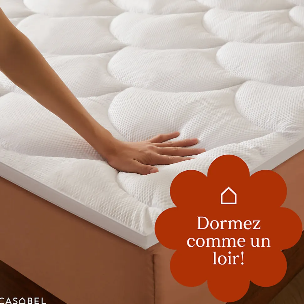 CASABEL Surmatelas 120x195 cm Microfibre Rafraichissante 600 GSM 4 cm Epaisseur Fixation Elastique 1 Personne
