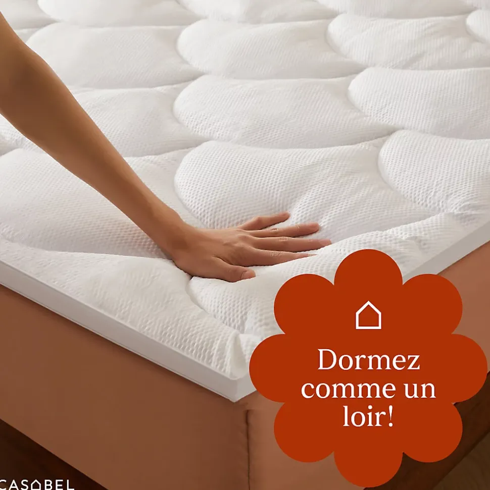 CASABEL Surmatelas 90x190 cm Microfibre Rafraichissante 600 GSM 4 cm Epaisseur Fixation Elastique 1 Personne
