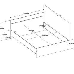 Chambre complete BOSTON : Lit adulte 140x190 + Commode + 1 Chevet - Décor blanc - Fabriqué en France