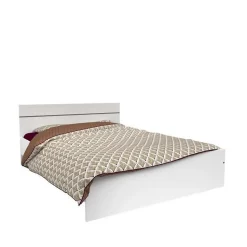 Chambre complete BOSTON : Lit adulte 140x190 + Commode + 1 Chevet - Décor blanc - Fabriqué en France