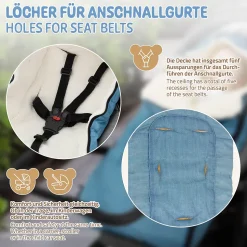 Chancelière pour poussette bébé Joyz 94x48x10 cm bleu jeans en polyester imperméable lavable à 40 grades