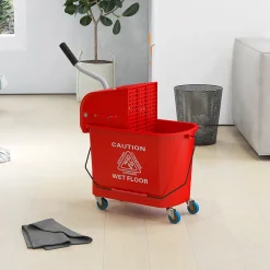 Chariot de nettoyage lavage seau de ménage 20 L avec essoreur et séparateur eau sale propre rouge