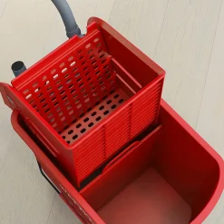 Chariot de nettoyage lavage seau de ménage 20 L avec essoreur et séparateur eau sale propre rouge