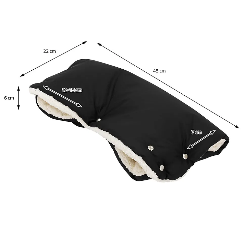 Chauffre-mains pour pousette Joyz noir en polyester flanelle douce taille universelle lavable