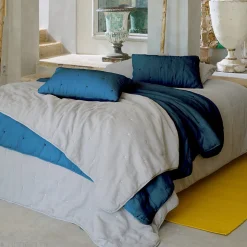 Chemin de lit capitonné en mousseline de coton 80x200 cm ANDROS bleu marine