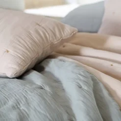 Chemin de lit capitonné en mousseline de coton 80x200 cm ANDROS beige ficelle