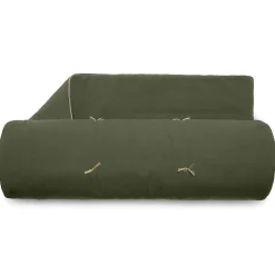 Chemin de lit coton lavé 80x200 cm HONO DÉCO vert kaki