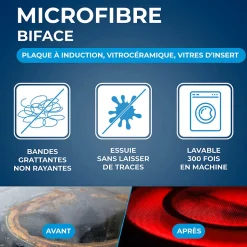 Chiffon microfibre spéciale vitrocéramique et induction
