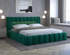 Cleo - lit coffre avec led - 140x200 cm - sommier inclus - en velours - Best Mobilier