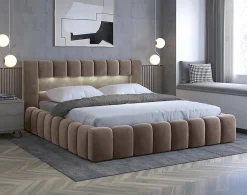 Cleo - lit coffre avec led - 160x200 cm - sommier inclus - en velours - Best Mobilier