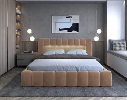 Cleo - lit coffre avec led - 160x200 cm - sommier inclus - en velours - Best Mobilier