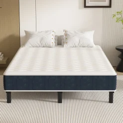 Combinaison lit matelas 120x190 cm, Matelas a mousse+ Cadre de Lit en Fer, Comprenant 9 pieds, Epaisseur du matelas 15 cm