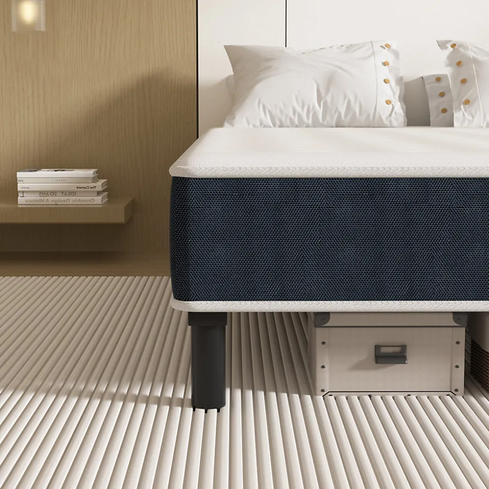 Combinaison lit matelas 120x190 cm, Matelas a mousse+ Cadre de Lit en Fer, Comprenant 9 pieds, Epaisseur du matelas 15 cm