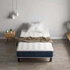 Combinaison lit matelas 90x190 cm, Matelas à Mémoire de Forme + Cadre de Lit en Fer, Comprenant 6 pieds, Epaisseur du matelas 15