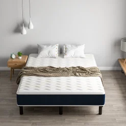 Combinaison lit 140x190 cm, matelas en mousse à mémoire de forme de 15 cm d'épaisseur + cadre de lit en fer, 9 pieds