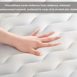 Combinaison lit 140x190 cm, matelas en mousse à mémoire de forme de 15 cm d'épaisseur + cadre de lit en fer, 9 pieds