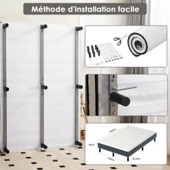 Combinaison lit 140x190 cm, matelas en mousse à mémoire de forme de 15 cm d'épaisseur + cadre de lit en fer, 9 pieds