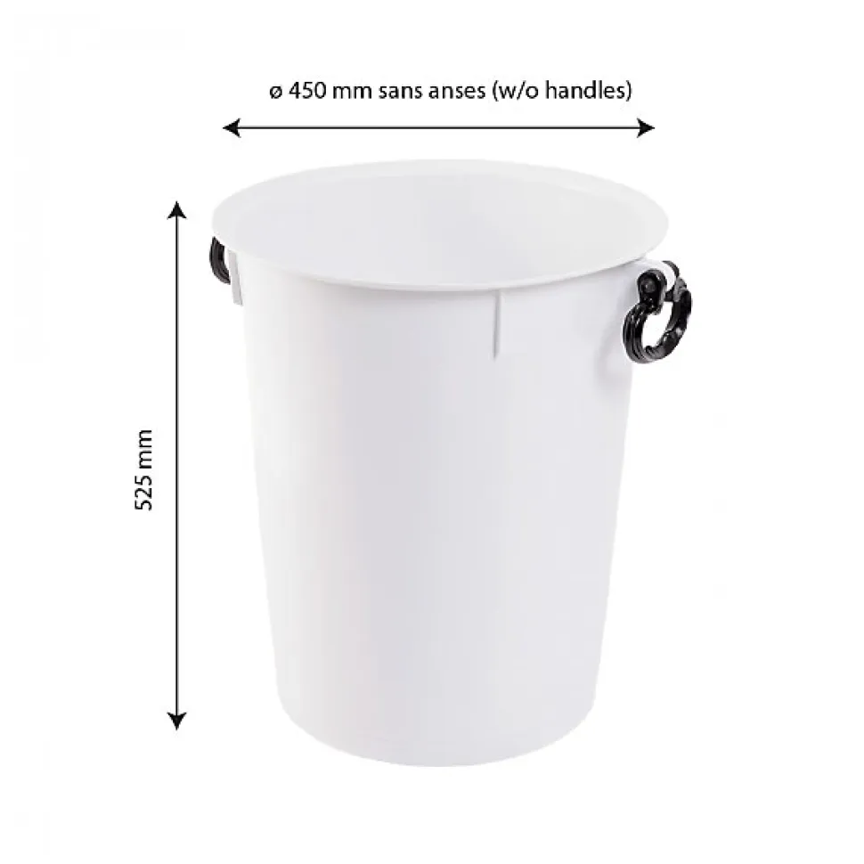 Conteneur alimentaire 50 L avec poignées noires - blanc