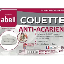 Couette anti-acariens - 220 x 240 cm - Chaude - 400 g/m² 2 personnes - Blanc - ABEIL