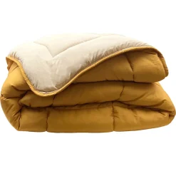 Couette chaude microfibre bicolore 400 gr/m2 (160x220 cm - Jaune)