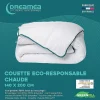 Couette chaude recyclée de DREAMEA en microfibre - 140 x 200 cm - 350 gr/ m² - Biais bleu - ROSA