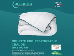Couette chaude recyclée de DREAMEA en microfibre - 140 x 200 cm - 350 gr/ m² - Biais bleu - ROSA
