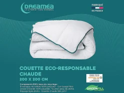 Couette chaude recyclée de DREAMEA en microfibre - 200 x 200 cm - 350 gr/ m² - Biais bleu - ROSA