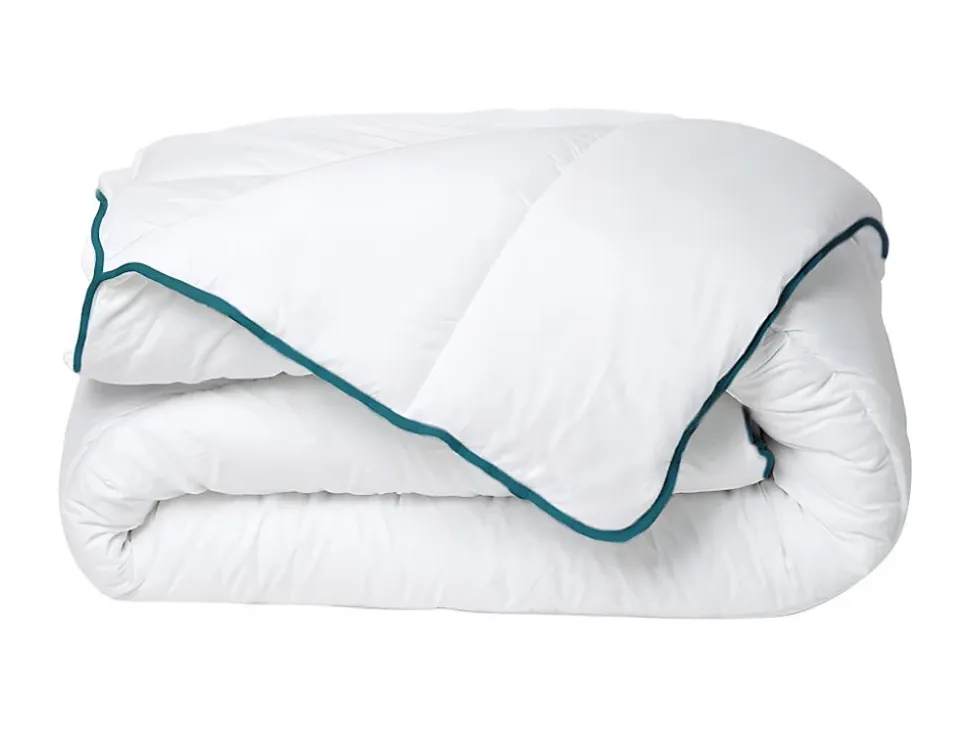 Couette chaude recyclée de DREAMEA en microfibre - 220 x 240 cm - 350 gr/ m² - Biais bleu - ROSA