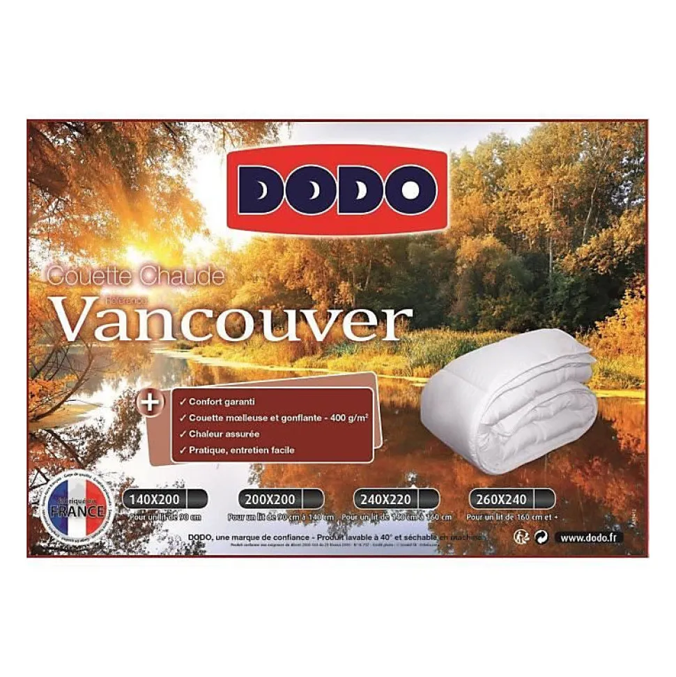 Couette chaude Vancouver - 220 x 240 cm - 400gr/m² - Blanc - DODO