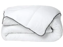 Couette Câline toucher soie 240 x 260 cm - 250 g/m² - Blanc biais gris - BIESYA