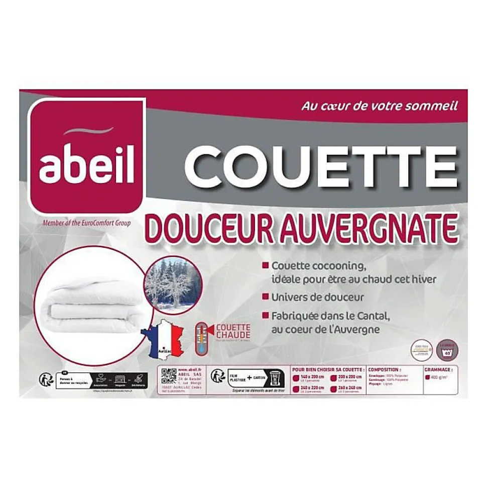Couette Douceur Auvergnate - 200 x 200 cm - Chaude - 2 personnes - ABEIL