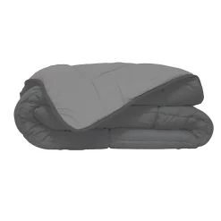 Couette d'été en microfibre bicolore (260x240 cm - Gris clair)