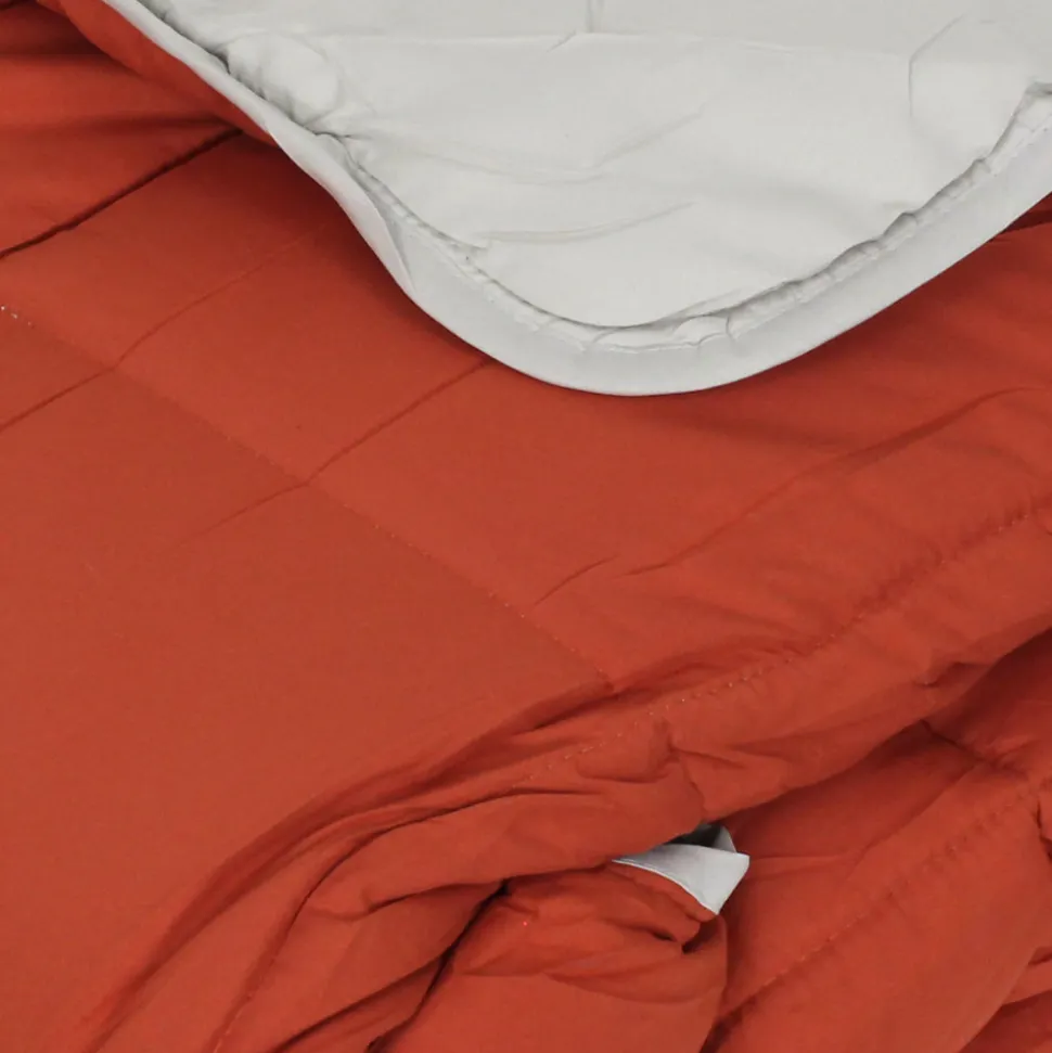 Couette hiver 140x200 cm COCOON BICOLORE Gingembre/Galet garnissage fibre polyester 400g/m2